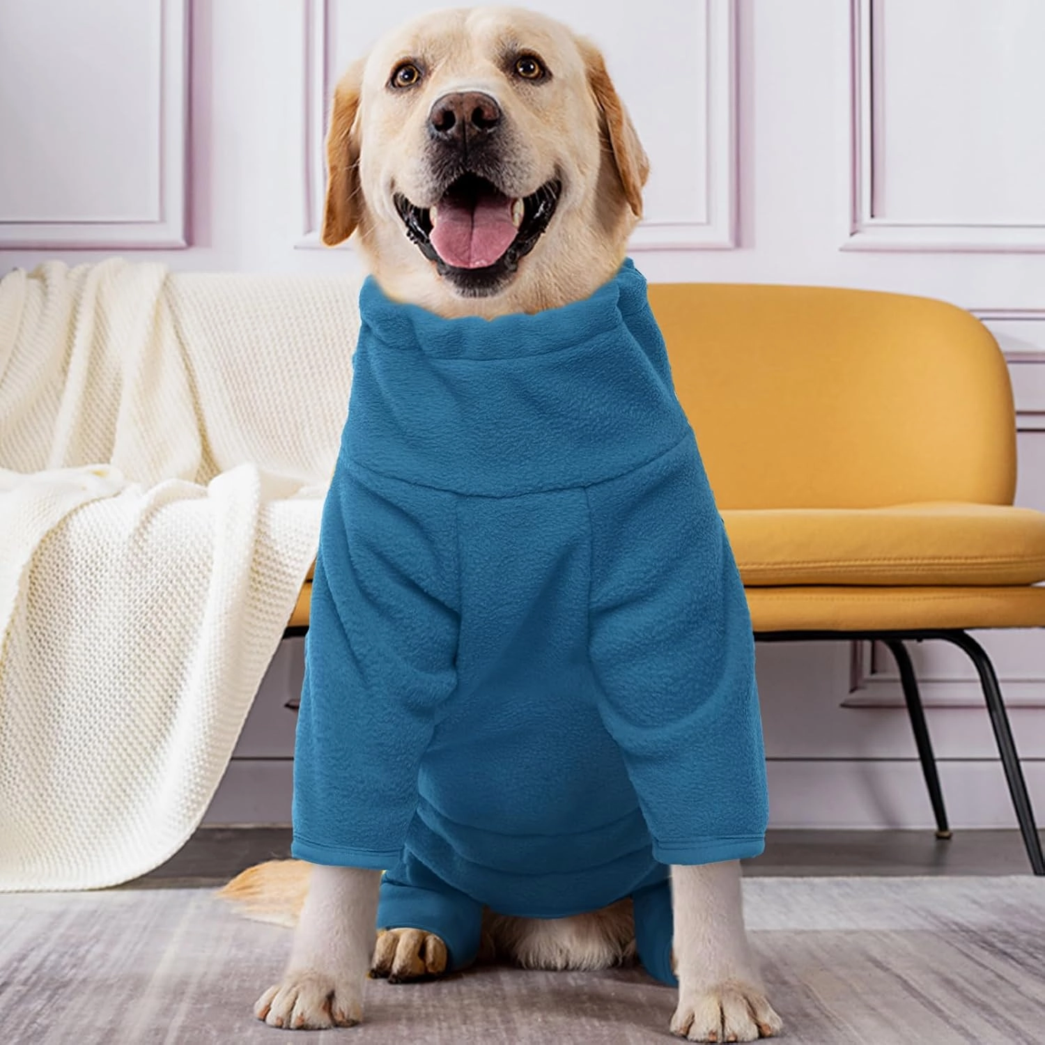 ROZKITCH Dog Winter Coat Soft Fleece Pullover Pajamas, Pet Windproof Warm Cold Weather Jacket Vest Cozy Jumpsuit Apparel Outfit Clothes for Small Medium Large Dog Walking Sleep M