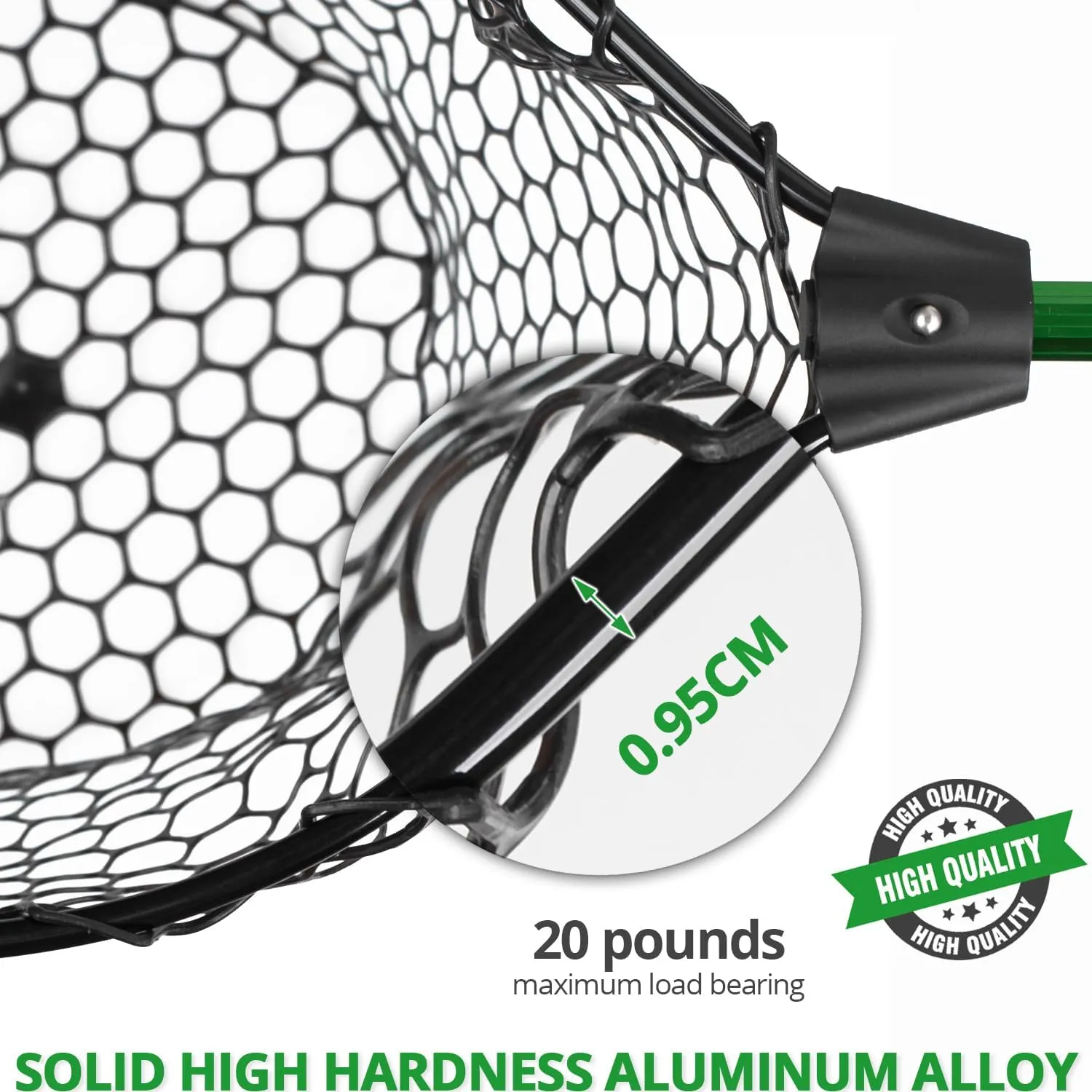 Rubber Fishing Net with Telescoping Handle - Silicone Fish Nets for Fishing, Aluminum Alloy Landing Net, Telescoping Handle and Rubber Net, Maximum Load 20 Pounds