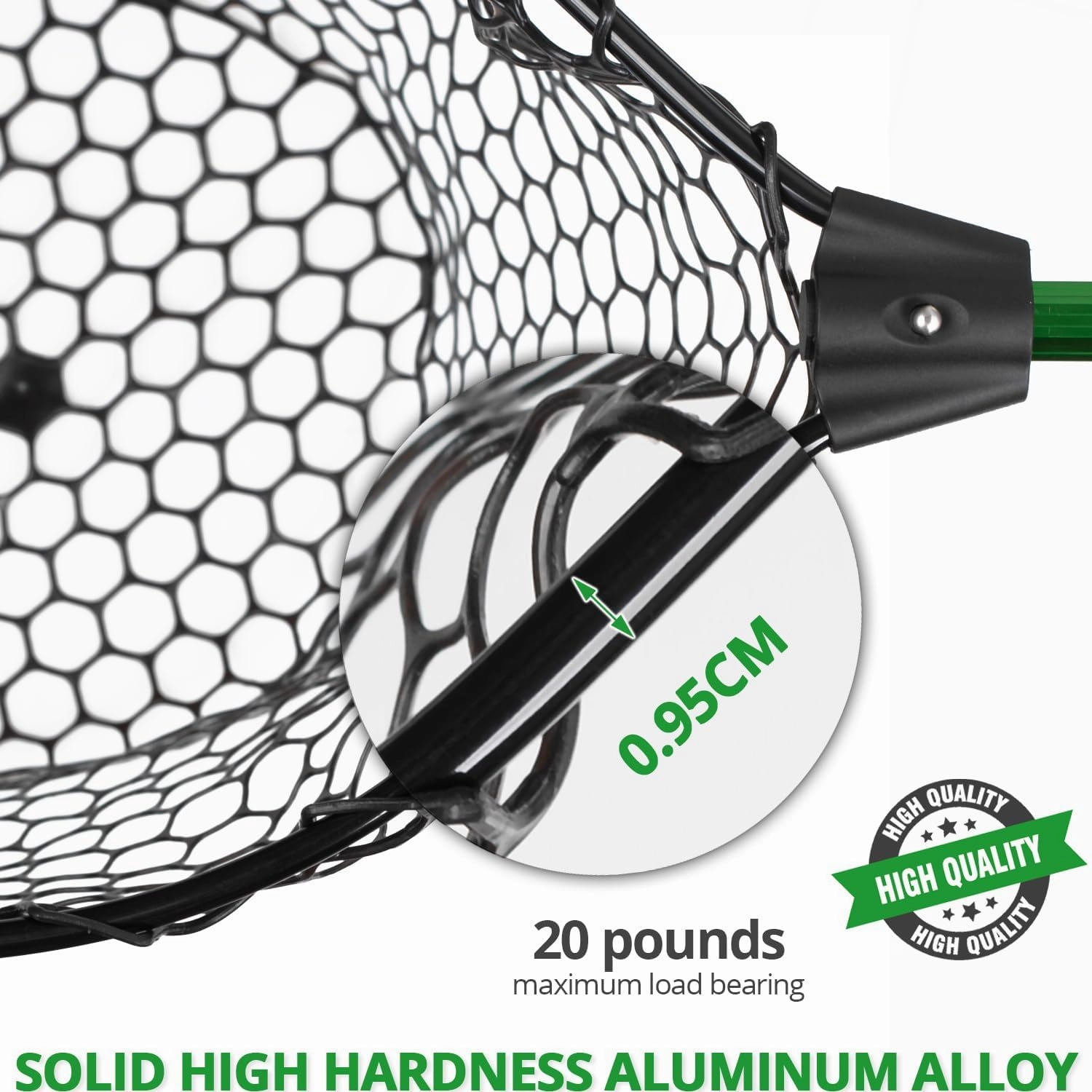 Rubber Fishing Net with Telescoping Handle - Silicone Fish Nets for Fishing, Aluminum Alloy Landing Net, Telescoping Handle and Rubber Net, Maximum Load 20 Pounds