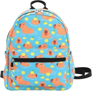 San Diego Zoo Capybara Mini Backpack, Teal Blue Capybara Print, Fashion Shoulder Bag
