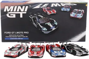 Scale Model MINIGT 1/64 for Ford GT 2019 24 Hours Le Mans Rally Car Set Alloy Vehicle Model Collection Coupe Simulation