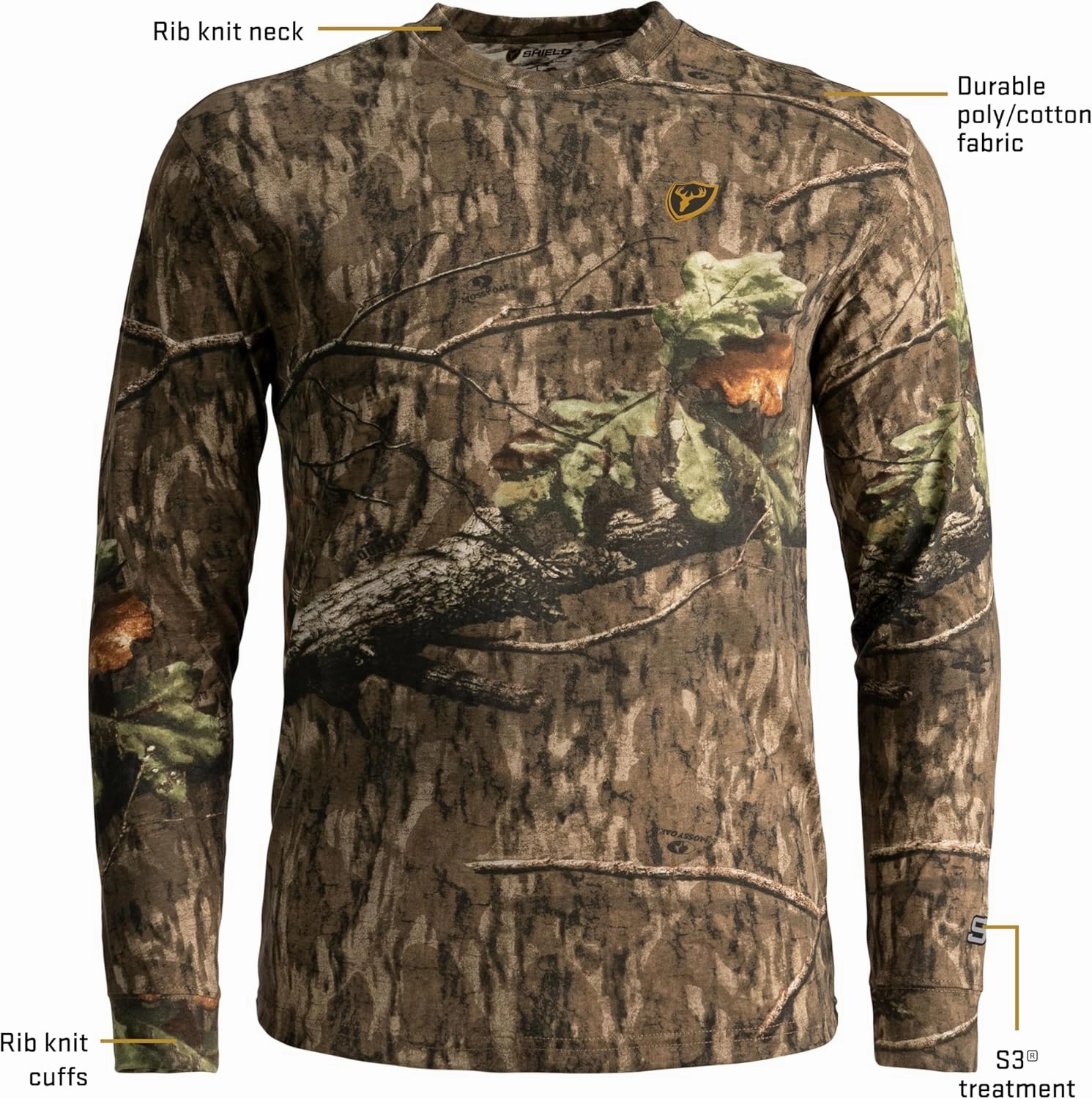 SCENTBLOCKER Scent Blocker Fused Cotton Lightweight Long-Sleeve Shirt, Camo Hunting Clothes