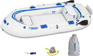 Sea Eagle SE9 Lightweight Inflatable Boat with Inflatable Floor, 5' Oar Set & 2 Seats. Great for Boating, Motoring, Rowing, Fishing & Yacht Tending