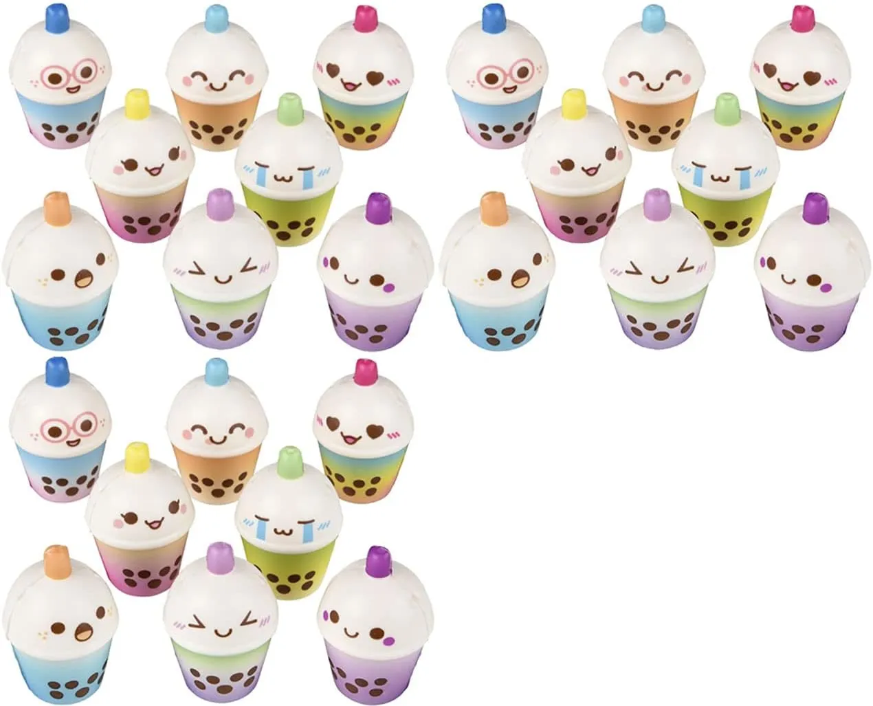Set of 24 Tiny Bubble Tea Drink Slow Rise Squishy Toys - Memory Foam Party Favors, Fidgets, Prizes, OT (Bulk - Set of 24 Random Styles (2 Dozen))