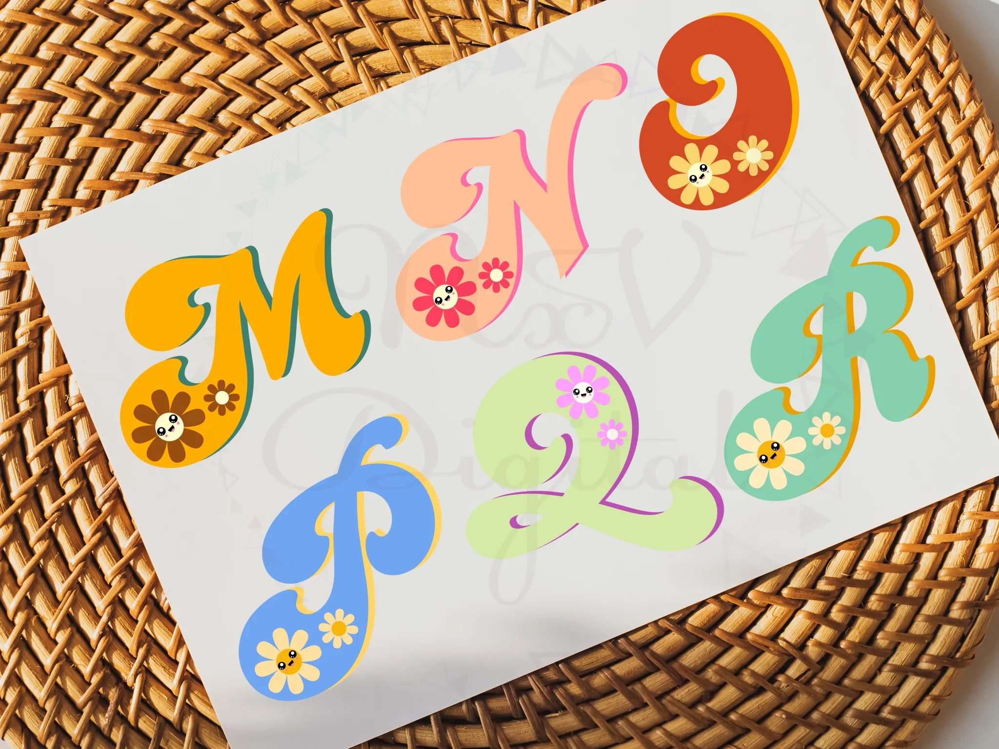 Set of 36 Groovy Letters and Numbers Png