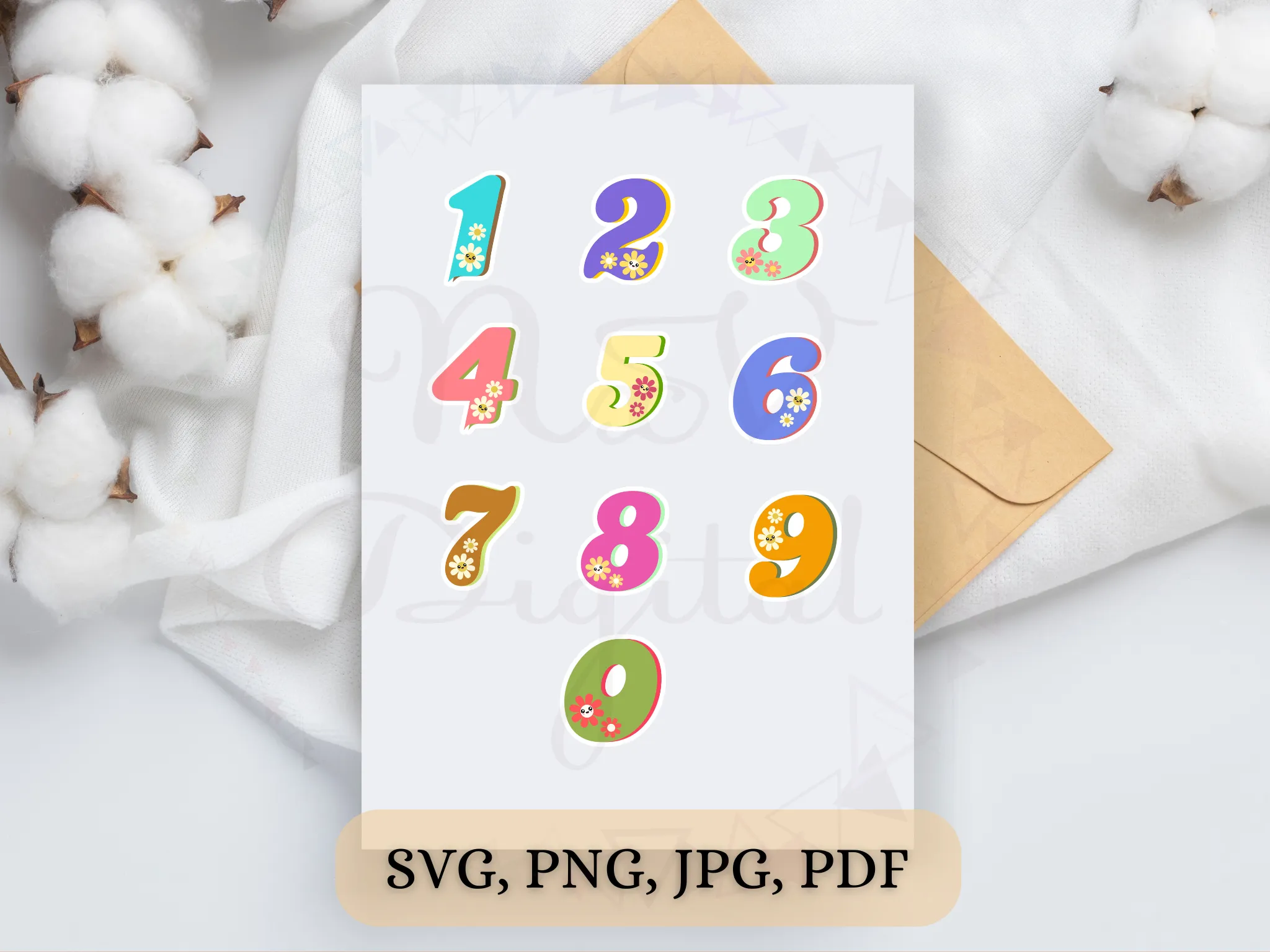 Set of 36 Groovy Letters and Numbers Png