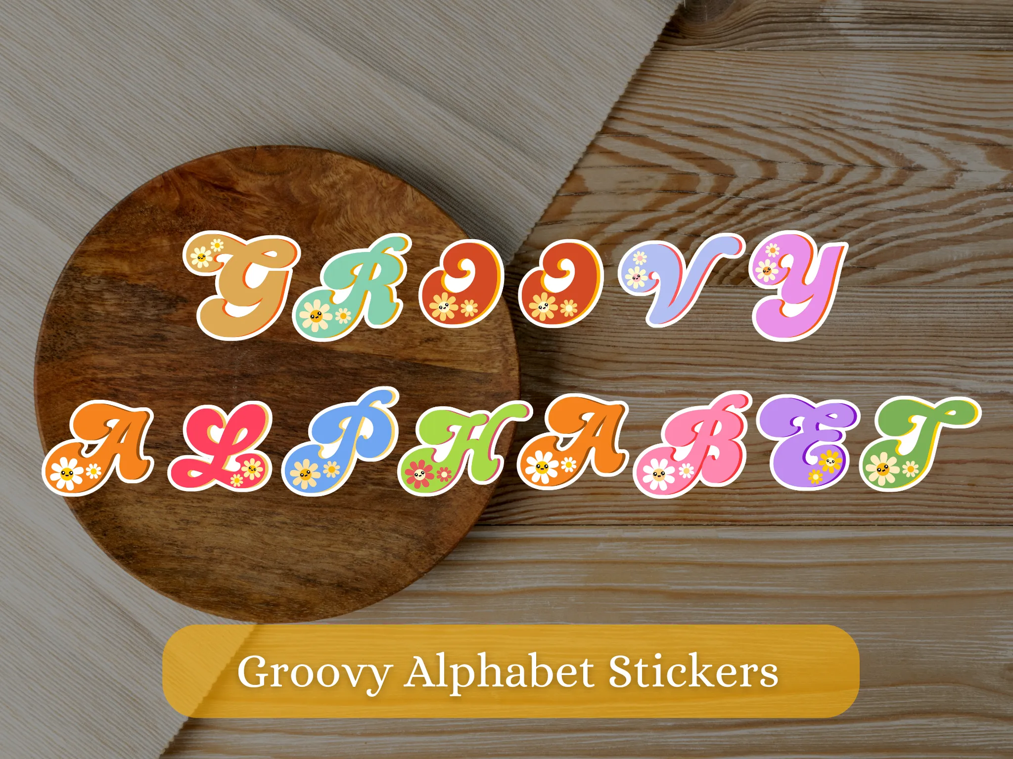Set of 36 Groovy Letters and Numbers Png