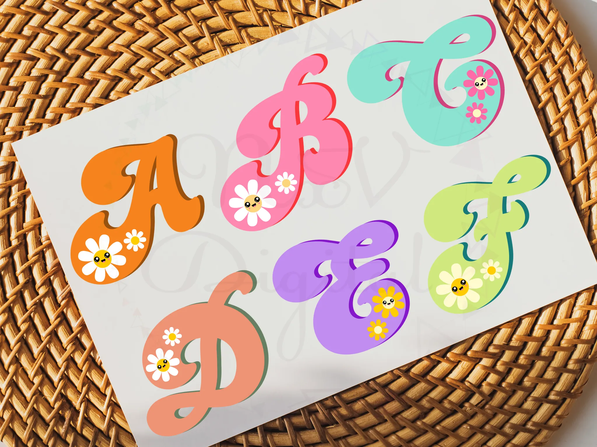 Set of 36 Groovy Letters and Numbers Png