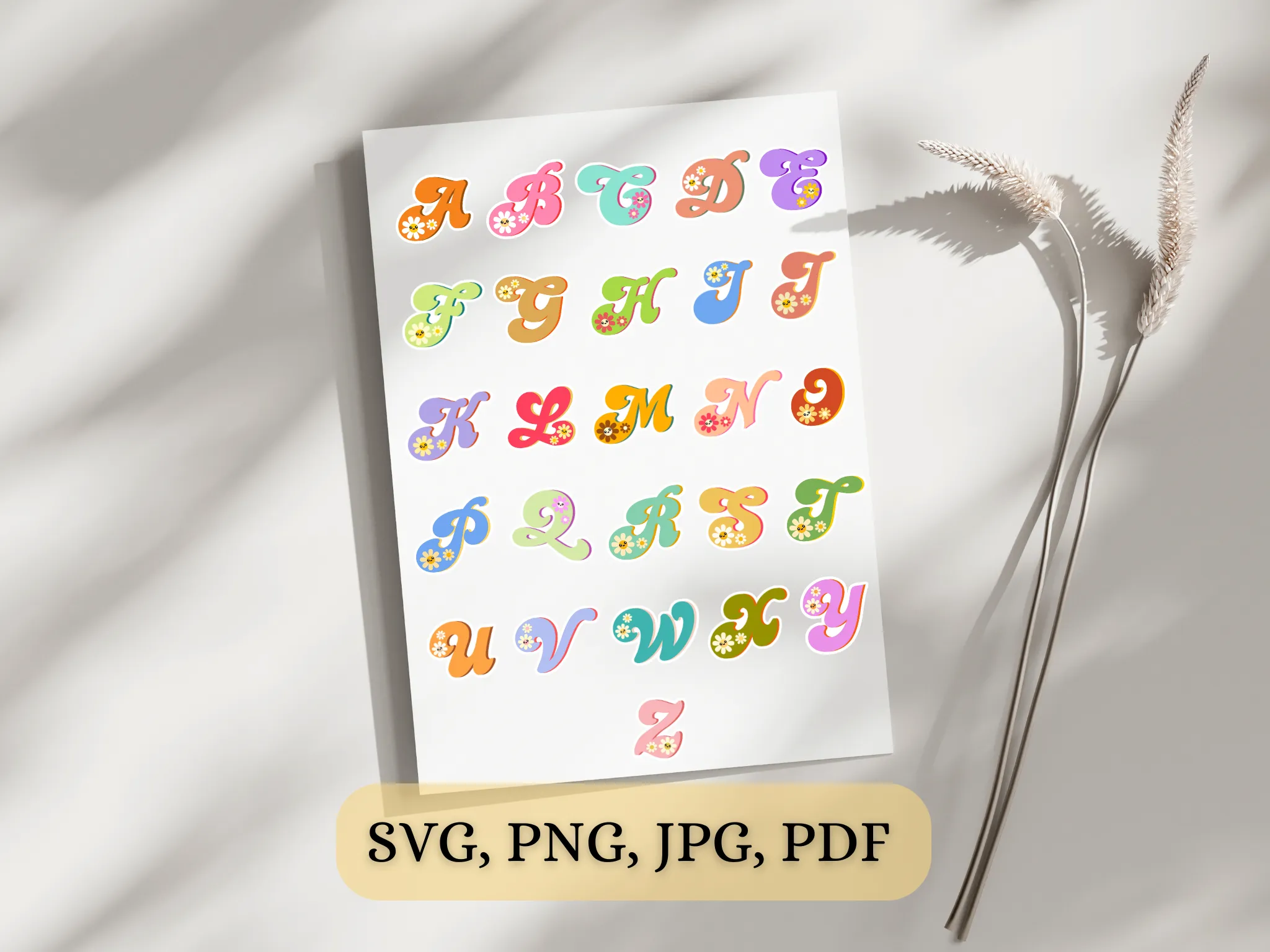 Set of 36 Groovy Letters and Numbers Png