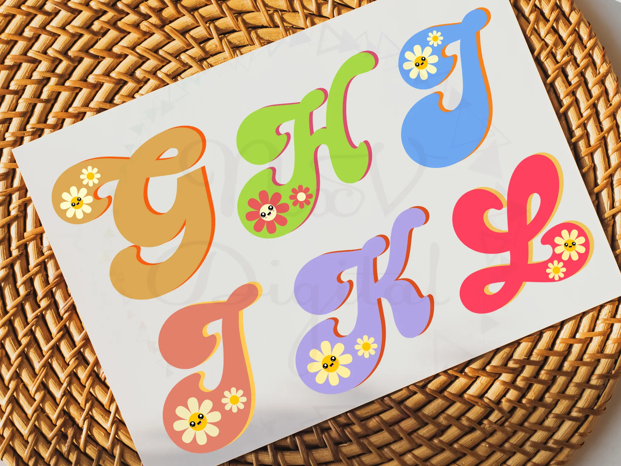 Set of 36 Groovy Letters and Numbers Png