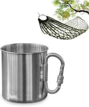 Set of Stainless Steel Mug with Handle & Mesh Rope Hammock for Outside