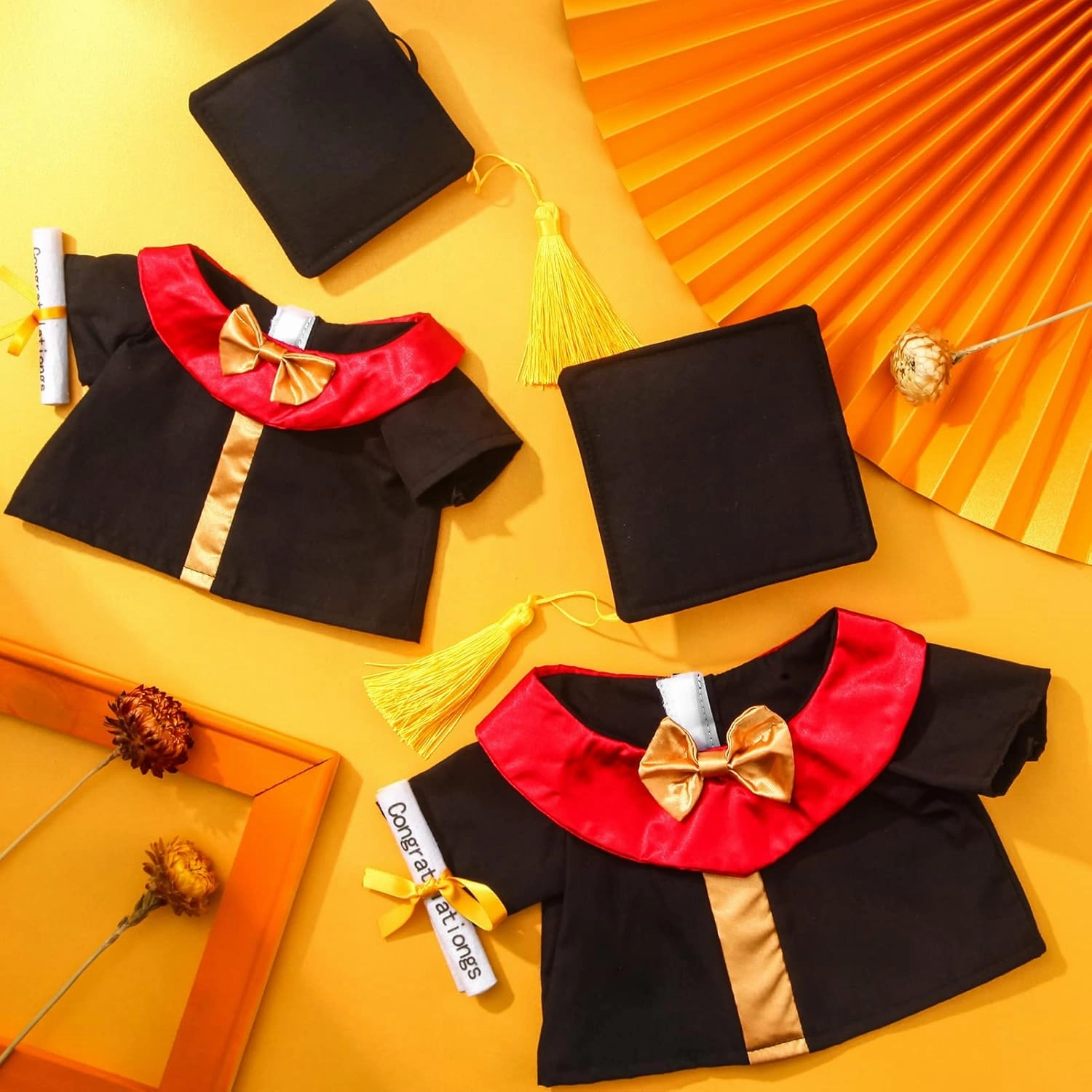 Set of 1 Graduation Teddy Bear Clothes Cap & Gow Outfit Fits Make Your Own Most 8" - 13" Bear Plush Stuffed Animal Outfit Pet Dog Doll Cap and Gown Build a Bear Clothes(Graduation A, Fit 8"-13")