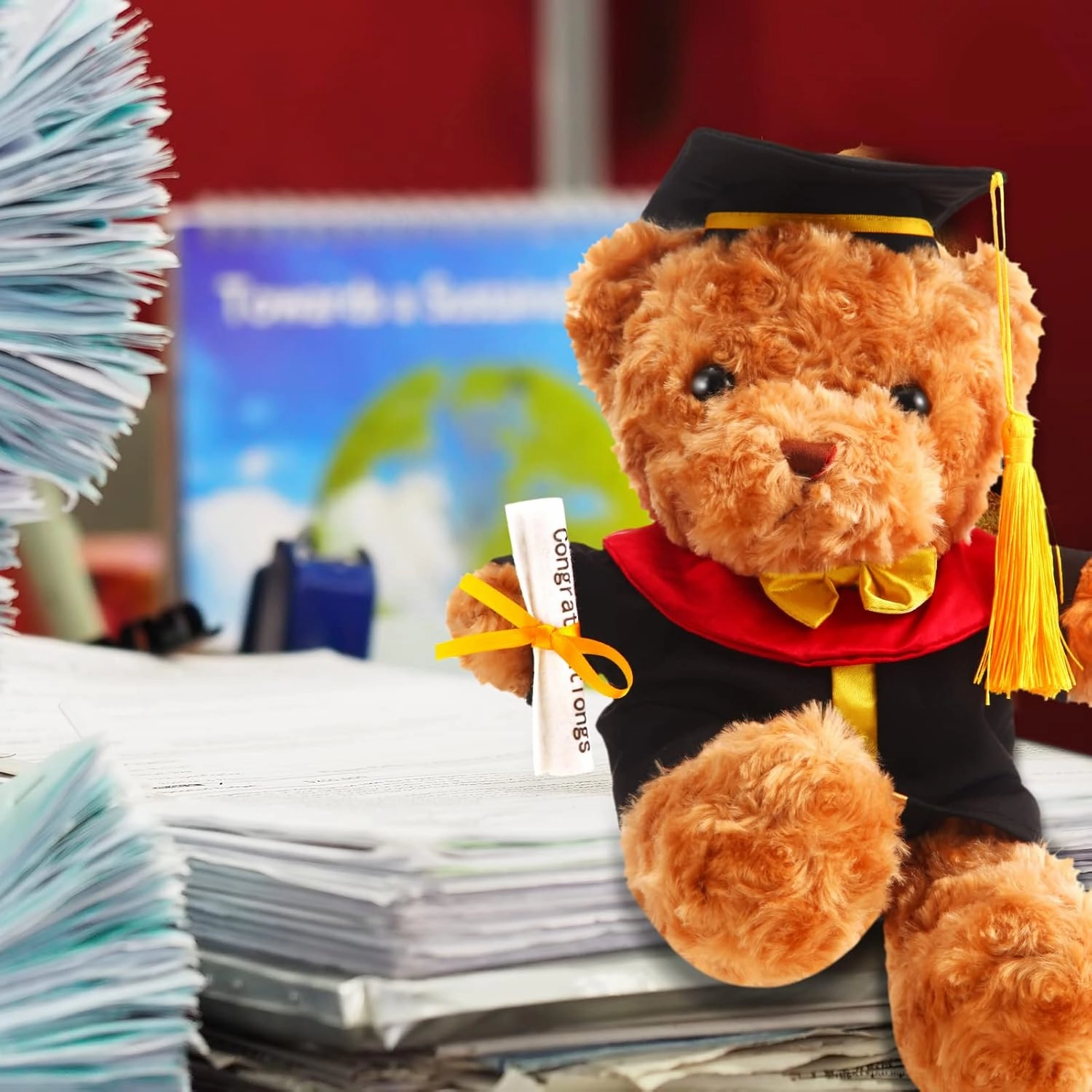 Set of 1 Graduation Teddy Bear Clothes Cap & Gow Outfit Fits Make Your Own Most 8" - 13" Bear Plush Stuffed Animal Outfit Pet Dog Doll Cap and Gown Build a Bear Clothes(Graduation A, Fit 8"-13")