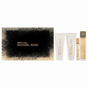 Sexy Amber by Michael Kors for Women - 4 Pc Gift Set 3.4oz EDP Spray, 0.33oz EDP Spray 3.4oz Body Lotion, 3.4oz Shower Gel