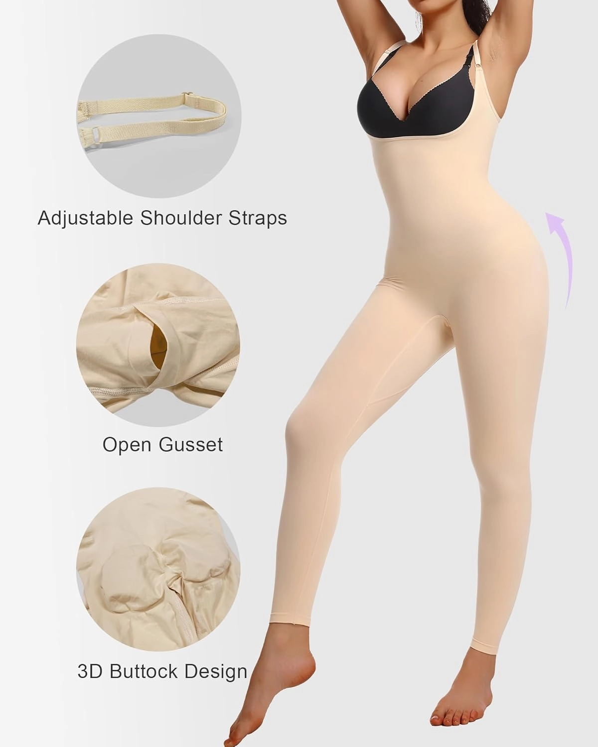 SHAPERX Hourglass Leggings 360 Compression 2 Sizes Look Full Body Shaper Breathable No Roll Down