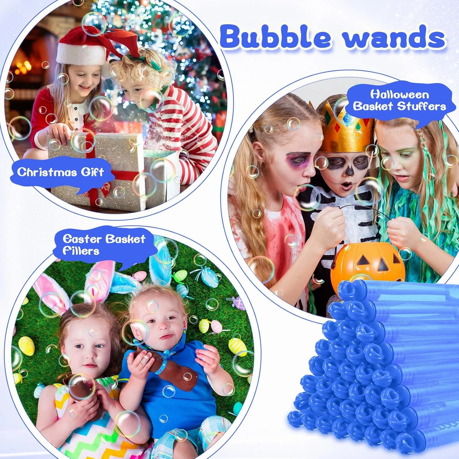 Shappy 100 Pcs Mini Bubble Wands Bubbl Party Favors Kids Rose Bubble Wands Bulk for Summer Outdoor Party Bath Time Wedding Graduation Gifts Toys Goodie Bag Stuffer for Child Girls Boys(Blue)