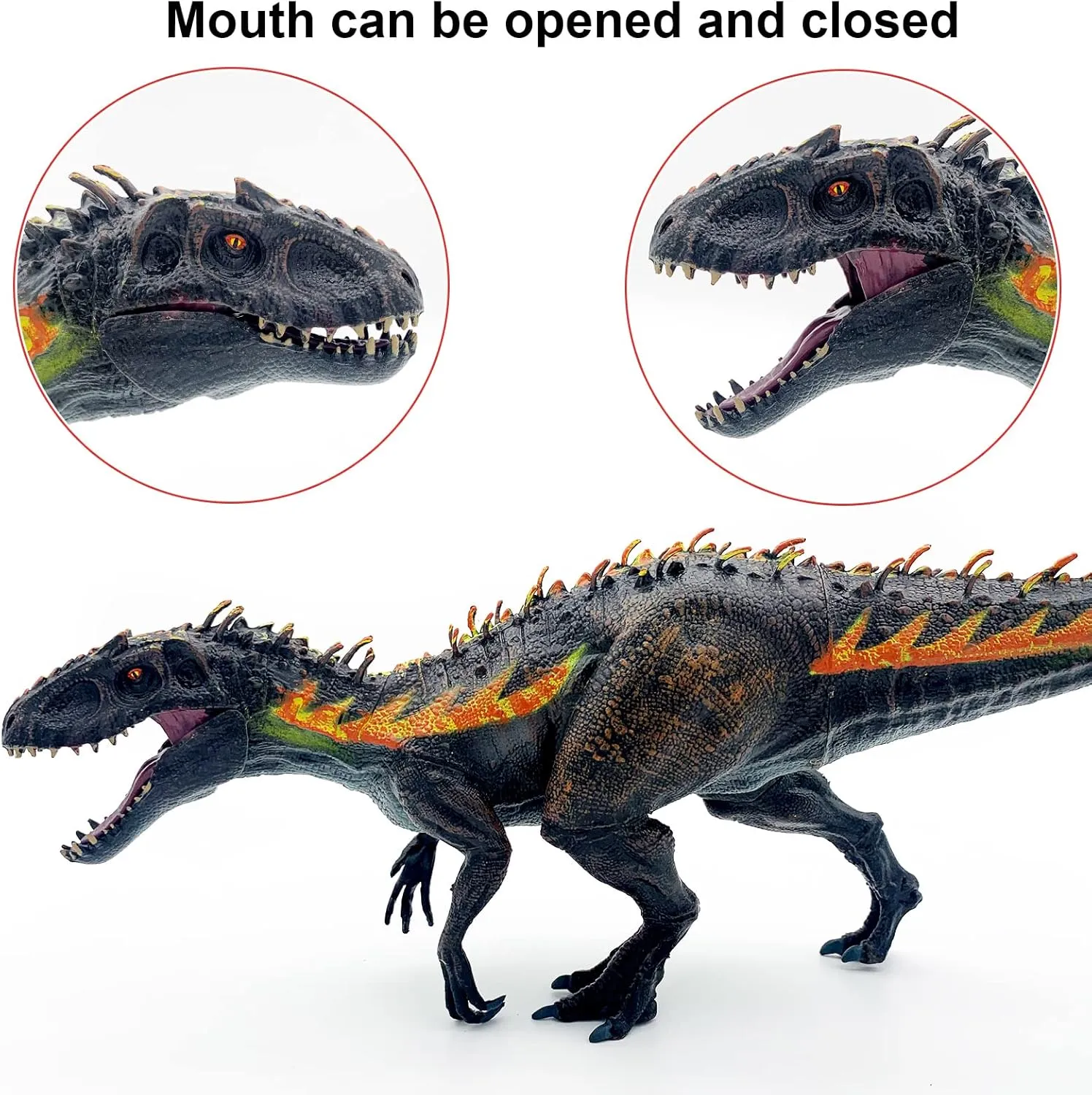 SIENON Large Dinosaur Toy Tyrannosaurs Rex 13.4”, Realistic Jurassic Dinosaur Toy Figure,Plastic Hand-Painted D-Rex Model Educational Dino Action Playset for Kids Party Cake Topper (Fire)