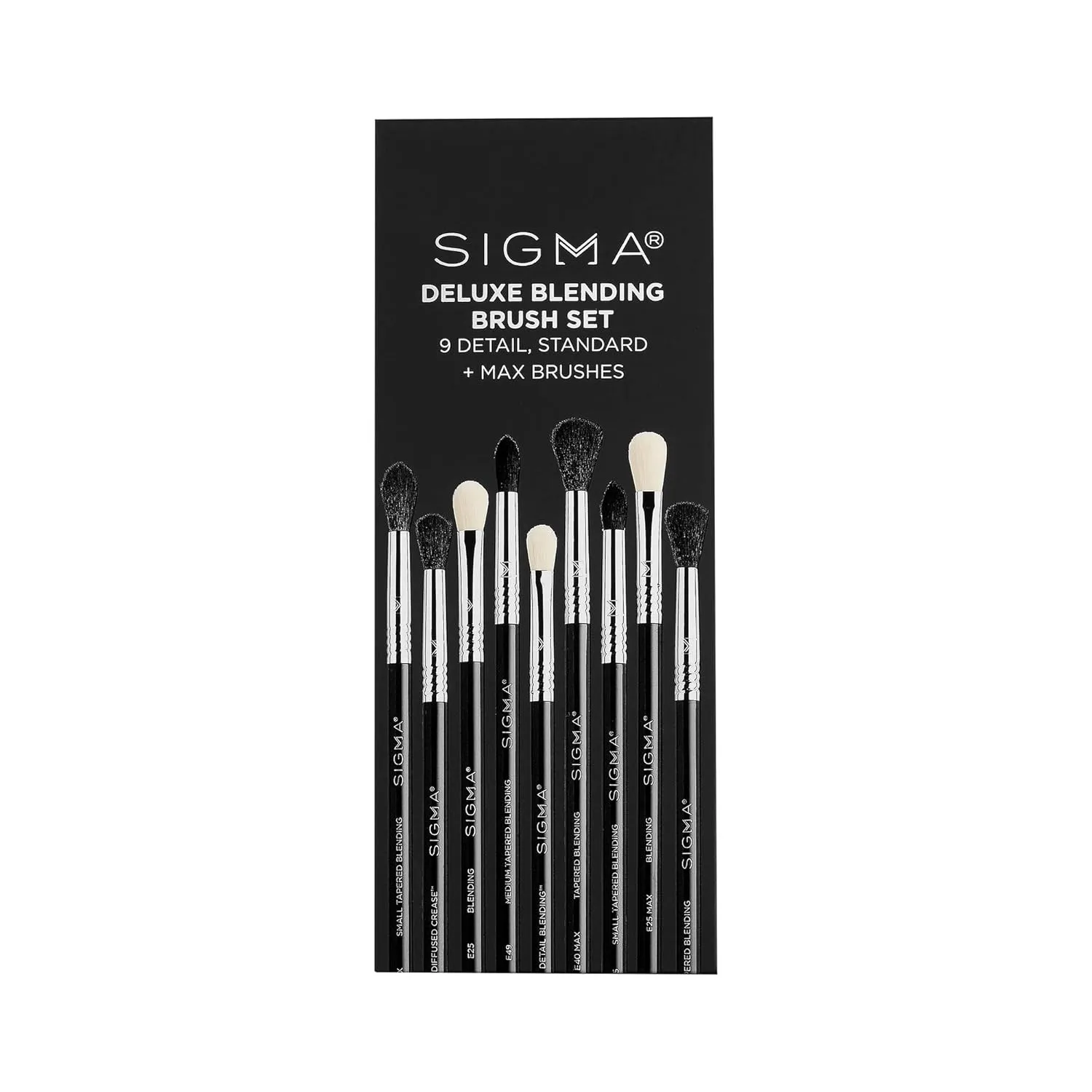 Sigma Beauty Deluxe Blending Brush Set – Professional Grade Eyeshadow Brush Set with 9 Full Size Blending Brushes Featuring Extra Soft Fibers for Precise, Controlled, & All-Over Eyeshadow Blending