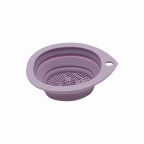 Silicone Makeup Brush Cleaner Foldable Cosmetic Brush Cleaning Bowl Powder Puff Beauty Sponge Washing Mat Brushes Scrubber Pad(Dark purple)