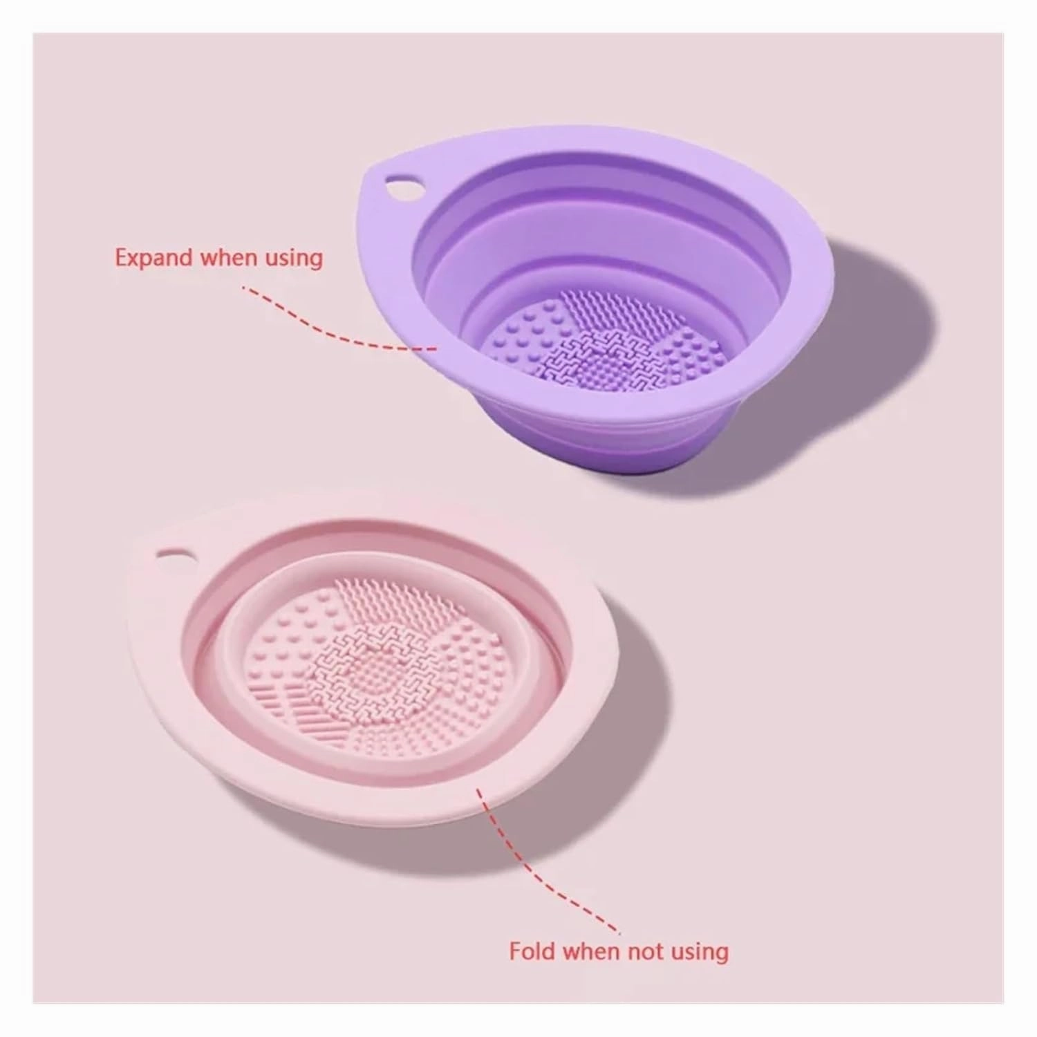 Silicone Makeup Brush Cleaner Foldable Cosmetic Brush Cleaning Bowl Powder Puff Beauty Sponge Washing Mat Brushes Scrubber Pad(Dark purple)