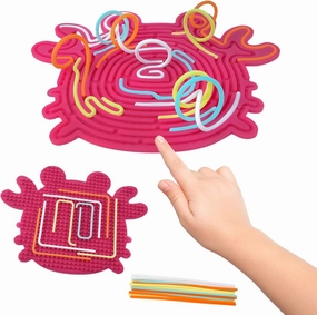 Silicone Sensory Activity Board for Kids, 2in1 Double-Sided Design for Autism Sensory Fidget Toy, Portable & Calming, for Toddlers & Adults, Magenta