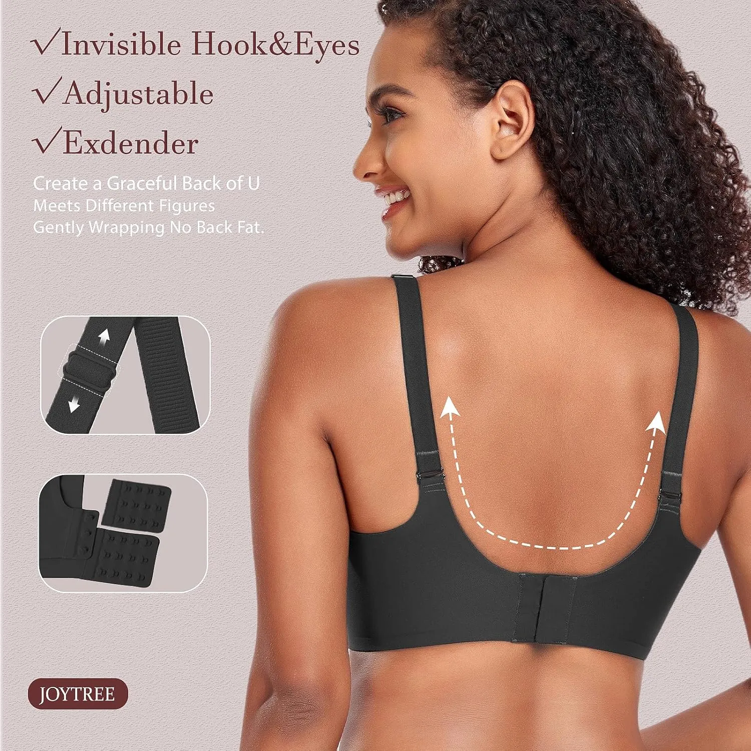 Silky Bras for Women No Underwire V Neck Bralettes for Women Cloud Feel Everyday T Shirt Bra with Extender
