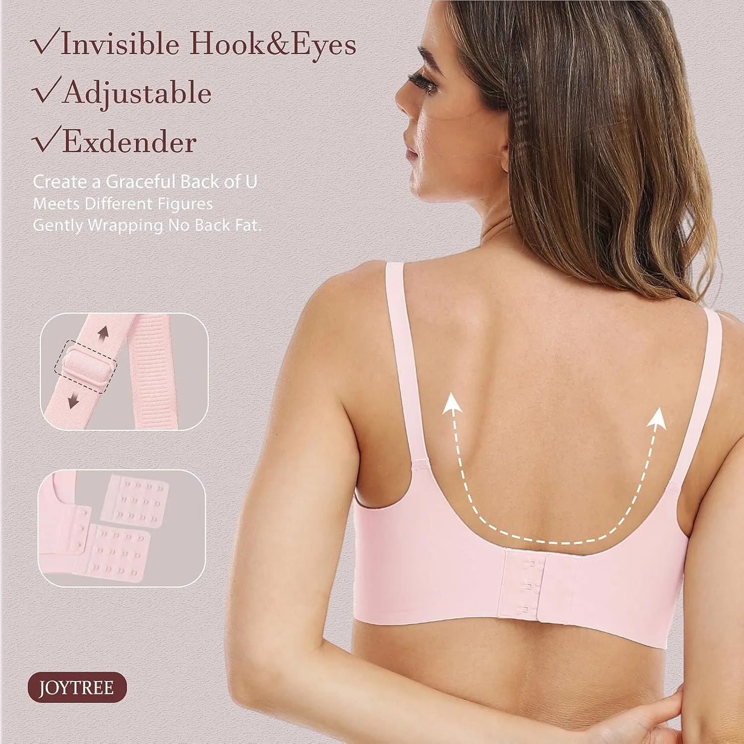 Silky Bras for Women No Underwire V Neck Bralettes for Women Cloud Feel Everyday T Shirt Bra with Extender
