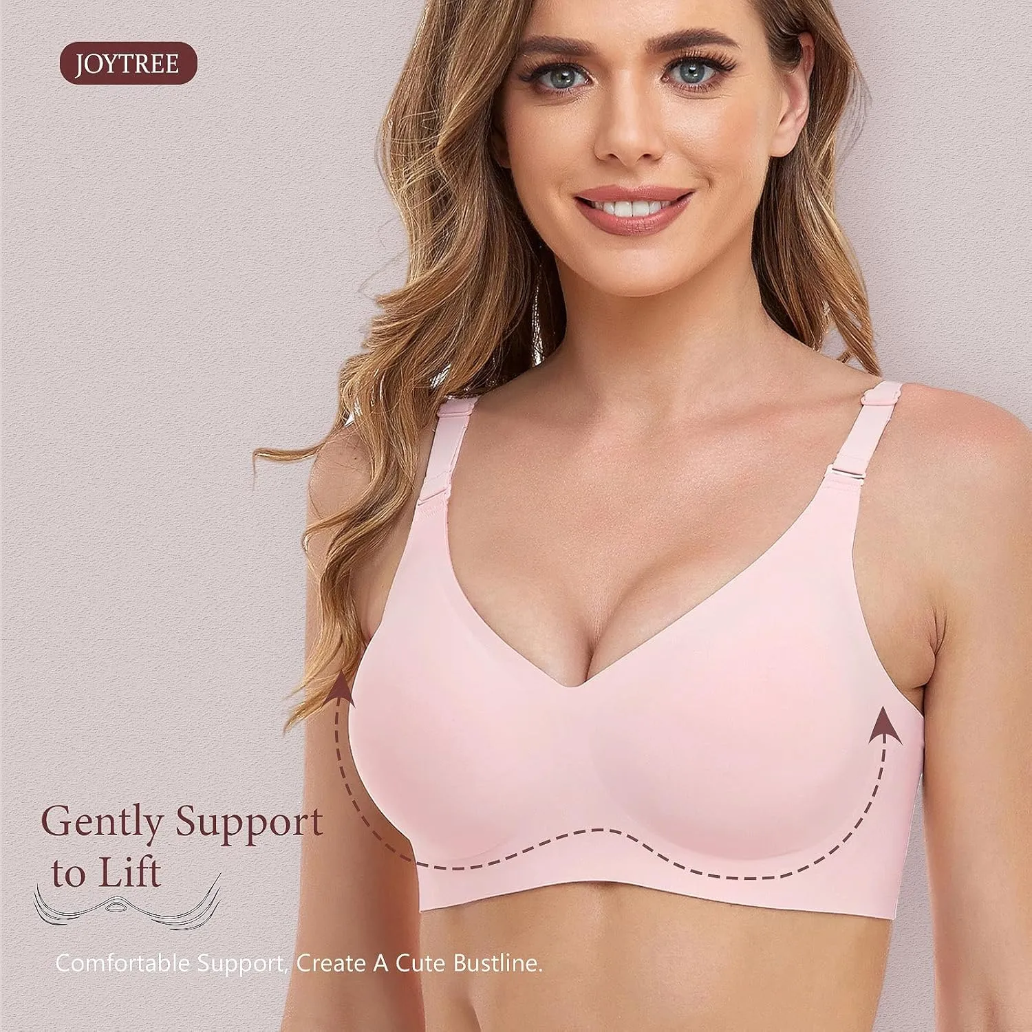 Silky Bras for Women No Underwire V Neck Bralettes for Women Cloud Feel Everyday T Shirt Bra with Extender