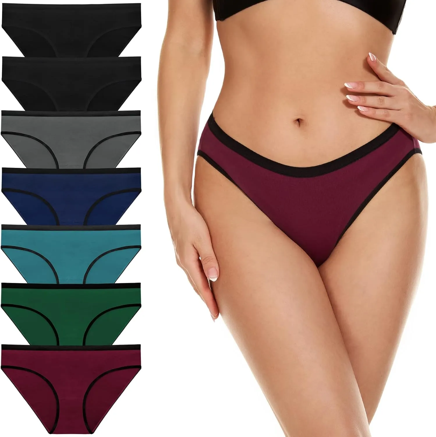 SIMIYA 7/10 Pack Cotton Underwear for Women Stretch Hipster Underwear Panties Breathable Soft Bikini Underwear