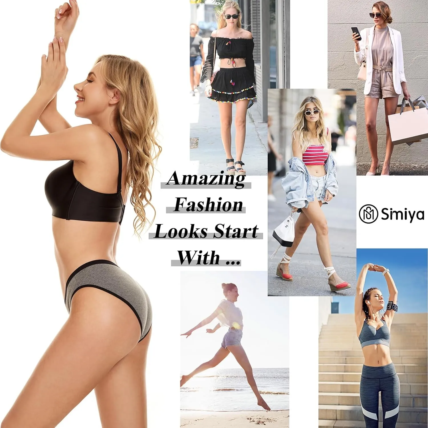 SIMIYA 7/10 Pack Cotton Underwear for Women Stretch Hipster Underwear Panties Breathable Soft Bikini Underwear