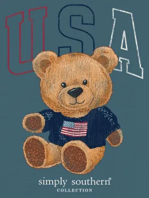 Simply Southern USA - American - Patriotic - Teddy Bear - Adult T-Shirt