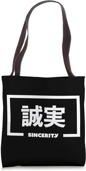 SINCERITY Inspirational Japanese Word Tote Bag
