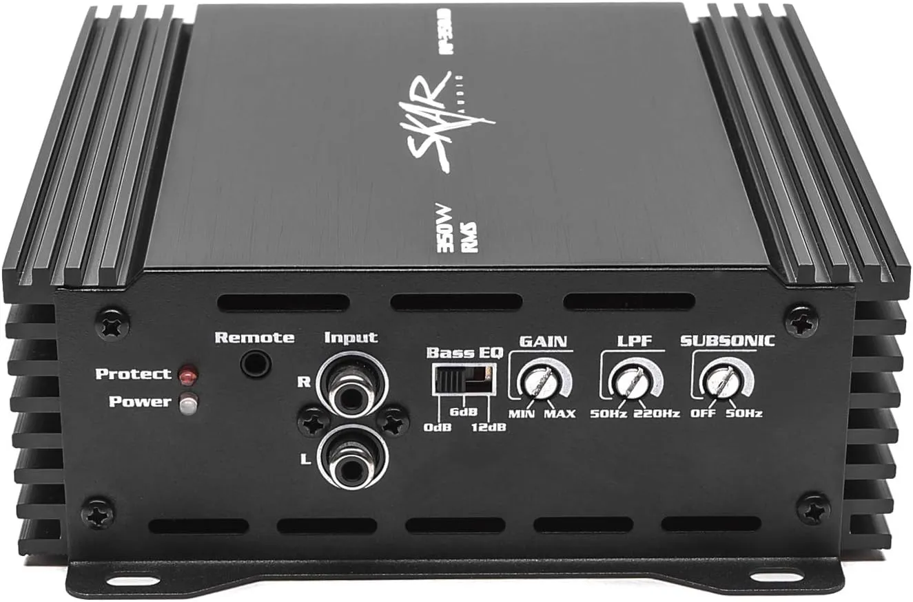 Skar Audio RP-350.1D Monoblock Class D MOSFET Amplifier with Remote Subwoofer Level Control, 350W
