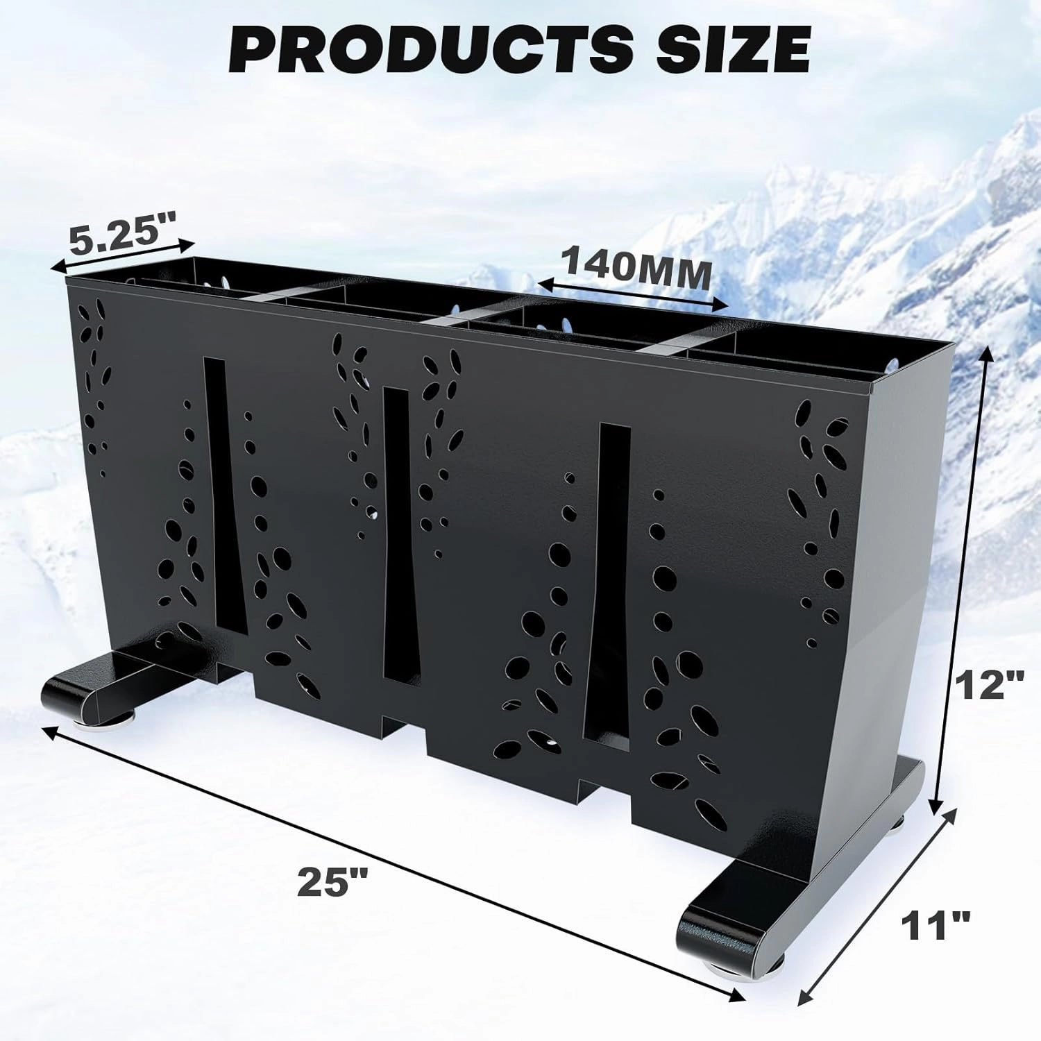 Ski Storage Rack for Garage, 4 Pair Heavy Duty Steel Freestanding Ski Storage Organizer, Indoor Ski Holder Racks for Home and Garage Storage