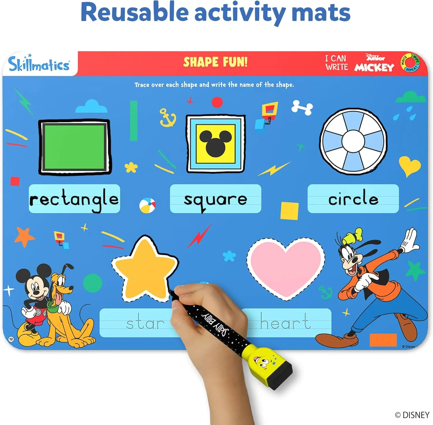 Skillmatics I Can Write Disney Junior Mickey Mouse - Reusable Preschool Learning Activities, Educational Toy and Game, Back to School Supplies, Gifts for Students, Kids, Toddlers Ages 3, 4, 5, 6