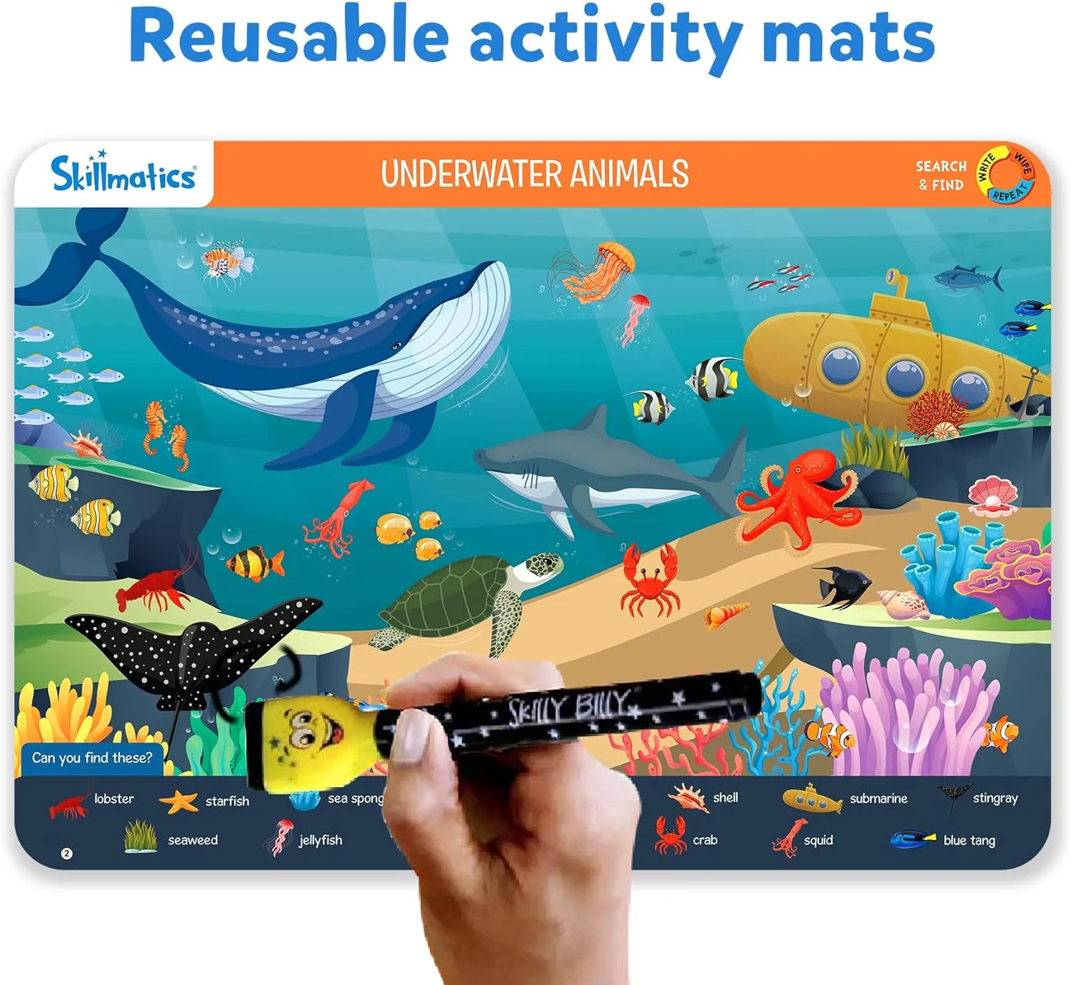 Skillmatics Search and Find Animals Educational Game - Reusable Preschool Learning Activities, Perfect for Toddlers & Kids Who Love Toys, Art & Crafts, Builds Vocabulary, Gifts for Ages 3, 4, 5, 6