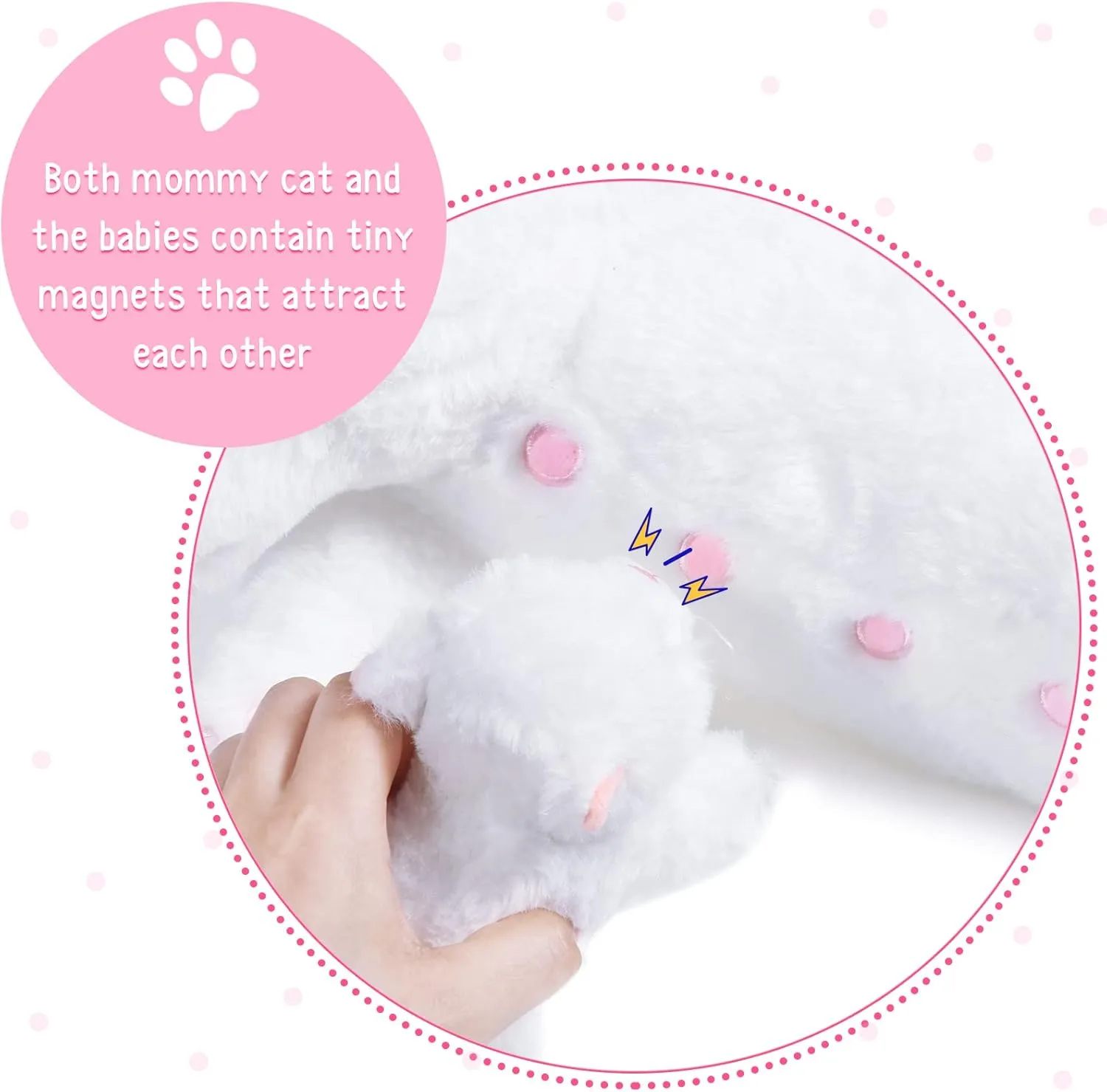 Skylety Nurturing Cat Stuffed Animal with 4 Plush Kittens, Cat Baby Stuffed for Girls and Boys Plushy Mommy Kitty with Baby Kittens for Birthday Party Favors Gifts(Warm Style)