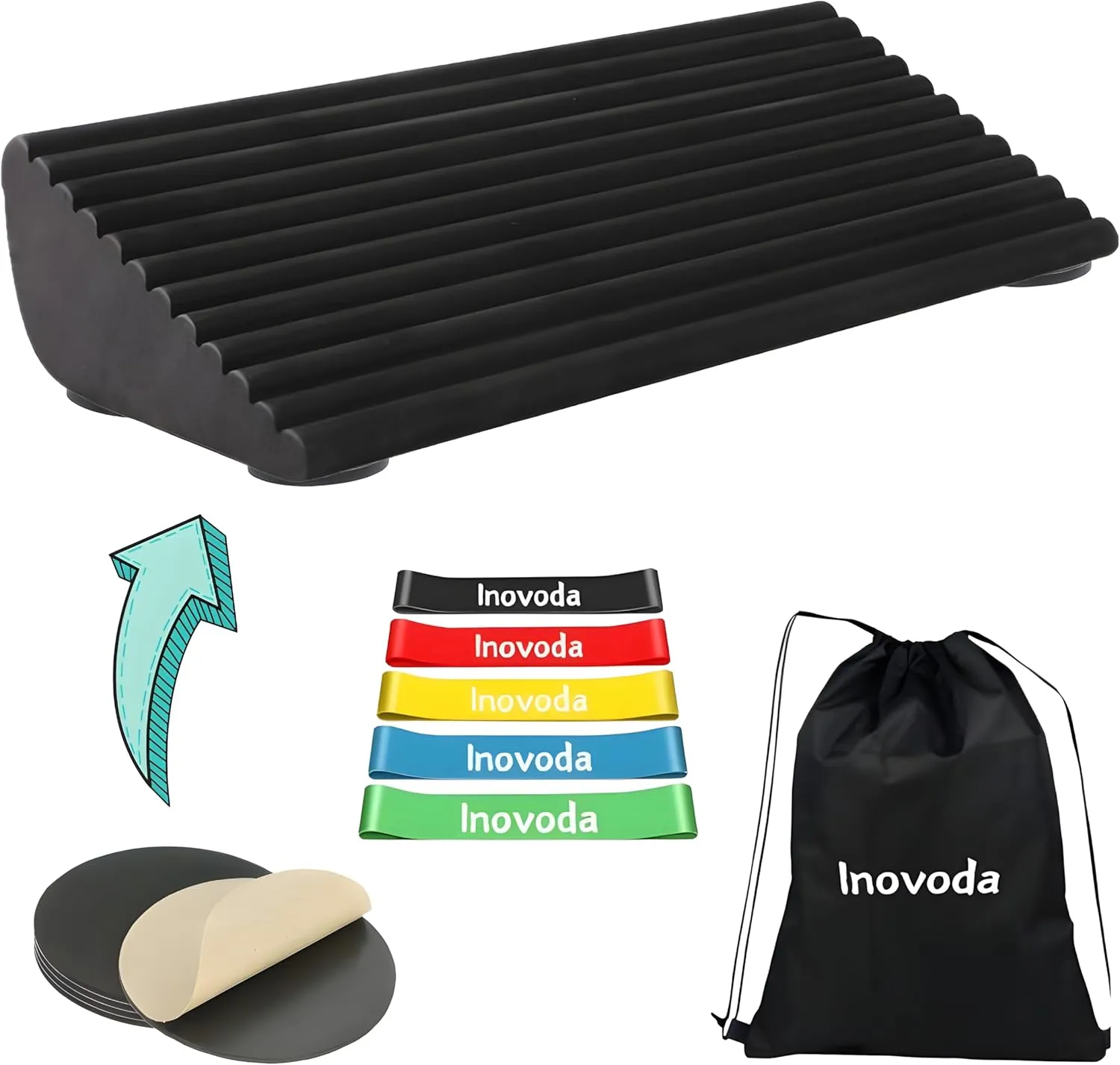 Slant Board Squat Wedge Non-slip Base with 5pcs Resistant Bands & String Bag-Physical Therapy Equipment for Fasciitis & Tendonitis, Calf Stretcher that Improves Mobility Balance & Strength