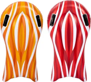 SLOOSH 2 Pack Inflatable Body Boards for Water Slides, Surfing Board Pool Floats, Swimming Pool Floating Boards Learn to Swim, Summer Water Fun Toy for Kids and Toddlers (Red and Orange)