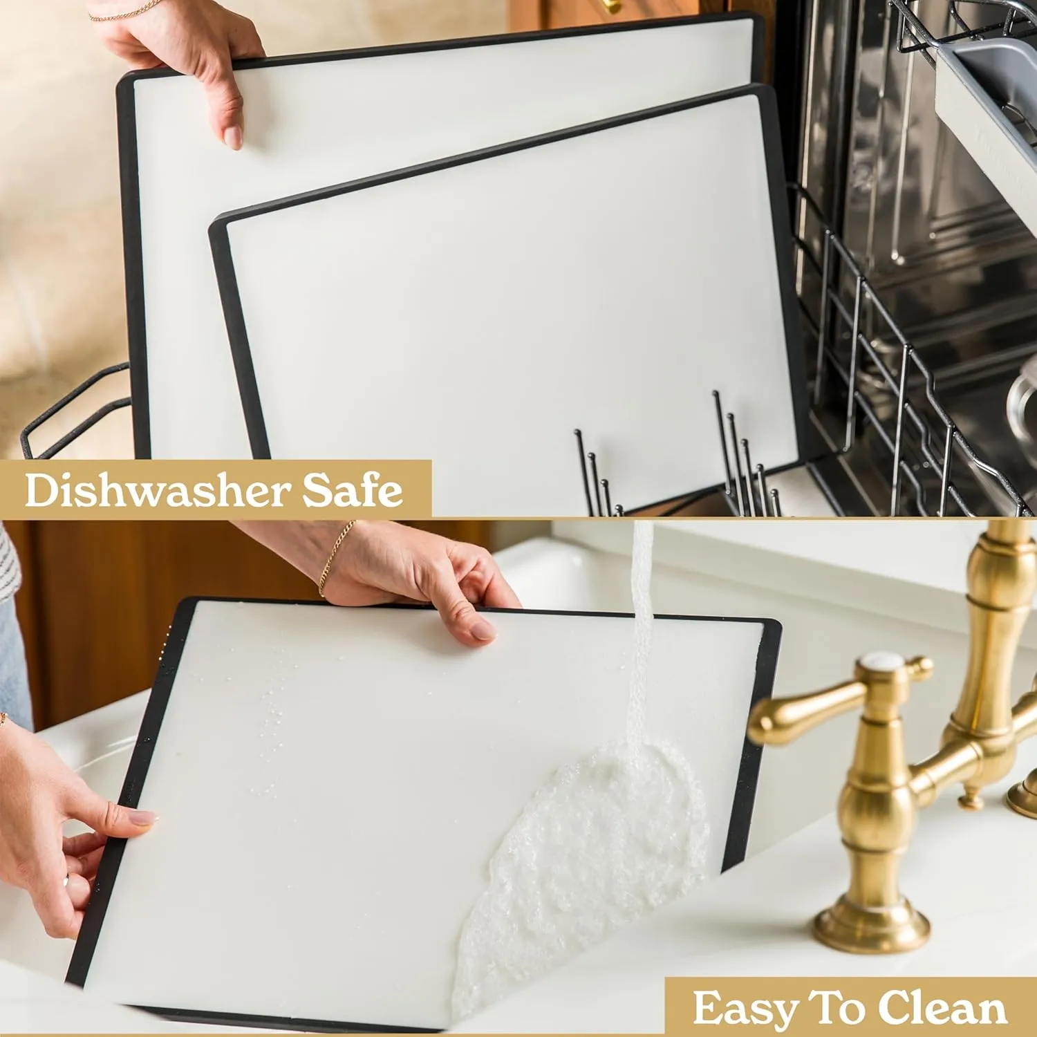 SMIRLY Cutting Boards for Kitchen, 100% BPA-Free Plastic Cutting Boards Set of 3 Large - Small, Dishwasher Safe & Non-Slip, Kitchen Essentials, Dark Gray