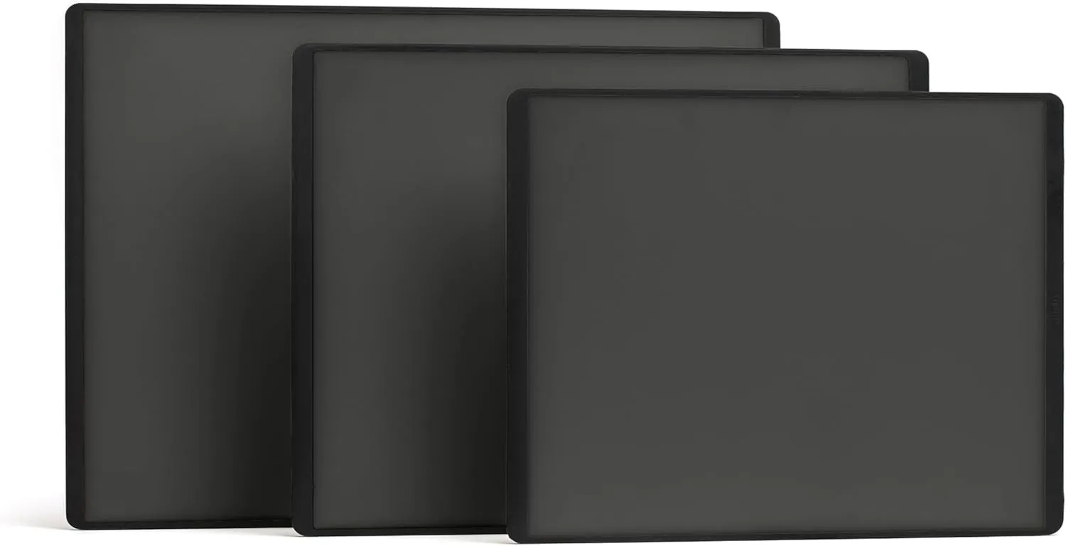 SMIRLY Cutting Boards for Kitchen, 100% BPA-Free Plastic Cutting Boards Set of 3 Large - Small, Dishwasher Safe & Non-Slip, Kitchen Essentials, Dark Gray