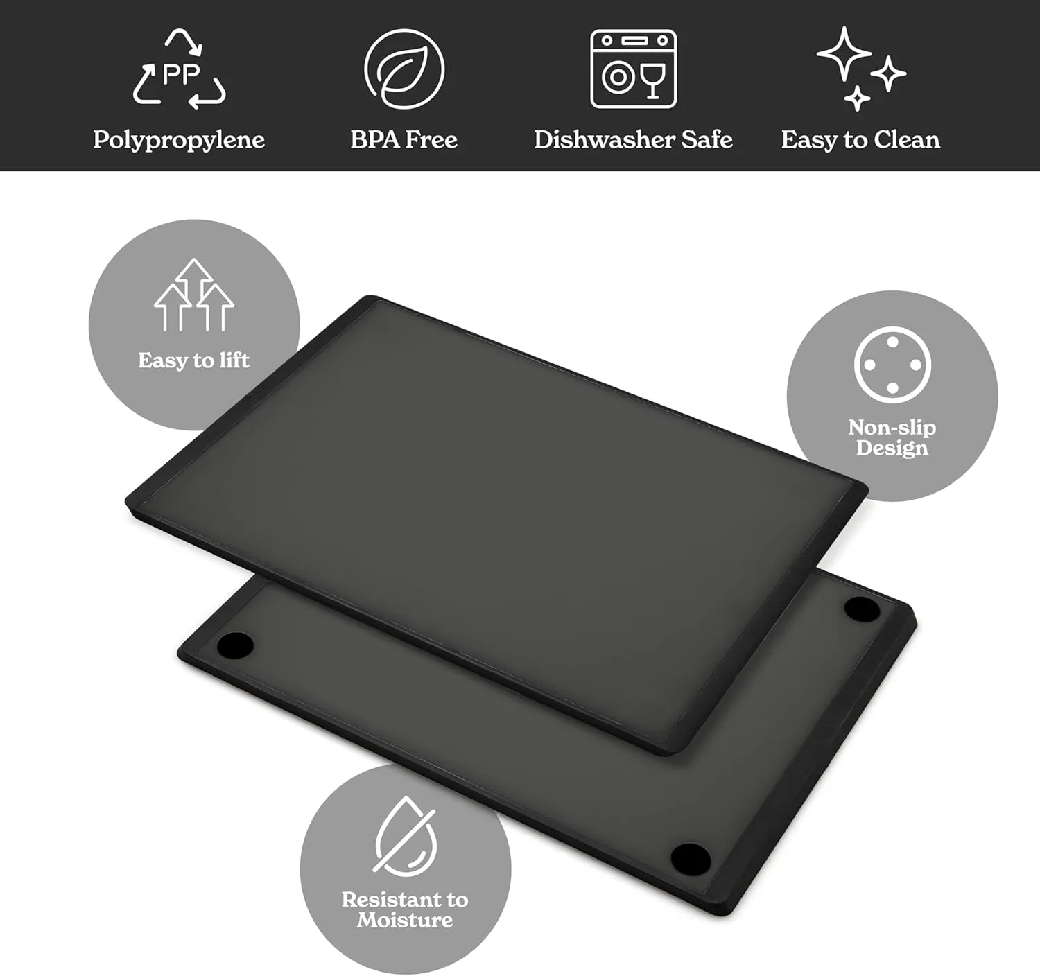 SMIRLY Cutting Boards for Kitchen, 100% BPA-Free Plastic Cutting Boards Set of 3 Large - Small, Dishwasher Safe & Non-Slip, Kitchen Essentials, Dark Gray