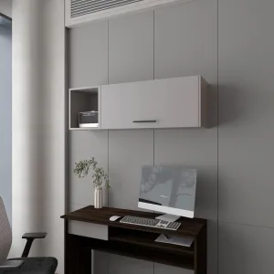 Smoke Wall Cabinet for Stylish Organization, Innovative Design with Pneumatic Arms and Open Storage, Modern Grey Finish