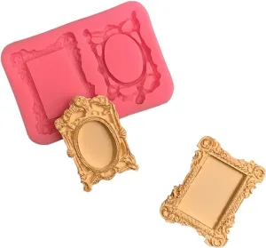 SNOOGG Dual-Cavity Photo Frame Silicone Mold for Resin Miniatures, Polaroid Charms, Dollhouse Decor, Scrapbooking Crafts
