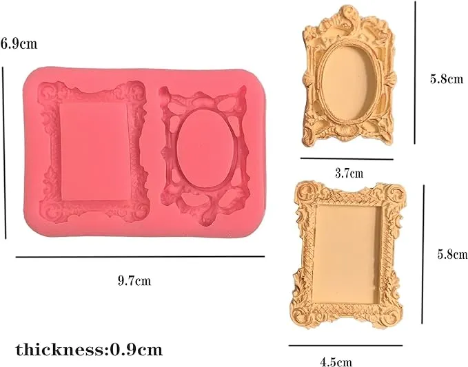 SNOOGG Dual-Cavity Photo Frame Silicone Mold for Resin Miniatures, Polaroid Charms, Dollhouse Decor, Scrapbooking Crafts