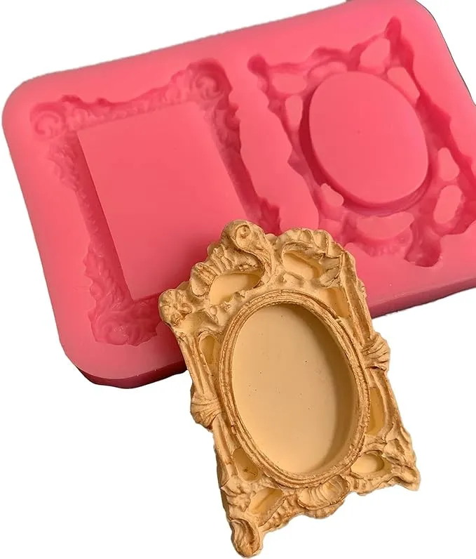 SNOOGG Dual-Cavity Photo Frame Silicone Mold for Resin Miniatures, Polaroid Charms, Dollhouse Decor, Scrapbooking Crafts