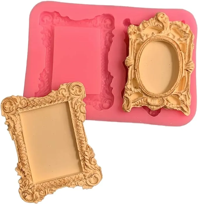 SNOOGG Dual-Cavity Photo Frame Silicone Mold for Resin Miniatures, Polaroid Charms, Dollhouse Decor, Scrapbooking Crafts