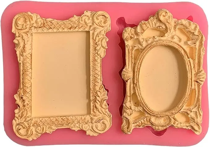 SNOOGG Dual-Cavity Photo Frame Silicone Mold for Resin Miniatures, Polaroid Charms, Dollhouse Decor, Scrapbooking Crafts