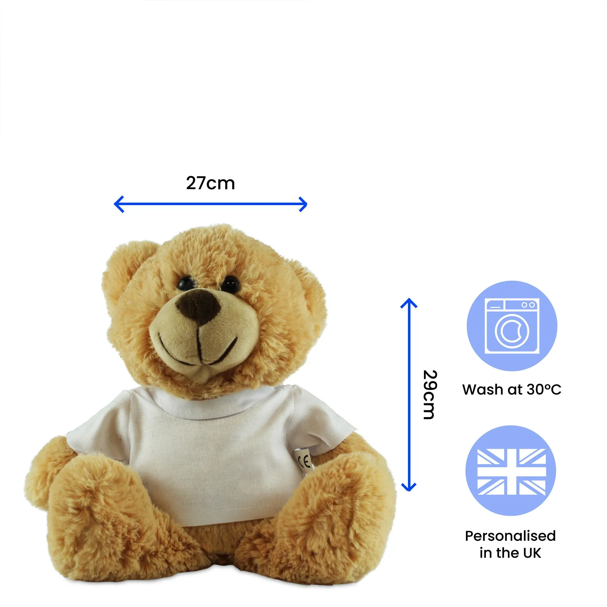Soft Light Brown Teddy Bear Toy with T-shirt with Name in Cloud Design