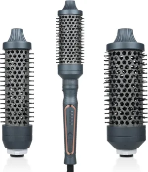 Sonew Thermal Brush Set, 3 in 1 Heated Round Hair Brush Ceramic Hot Barrel Curling Wand for Short to Long Hair, Dual Voltage, Grey